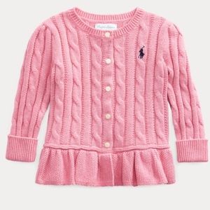 Ralph Lauren Pink Cable cotton cardigan 24M